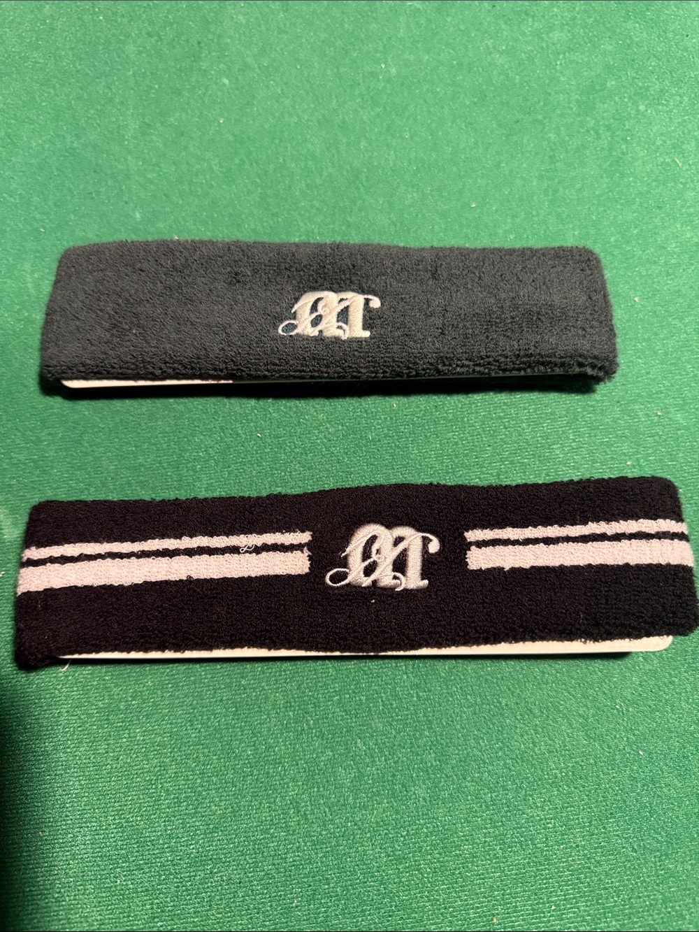 Kith Black Terrycloth Monogram Sweatbands with White Stripe Accent